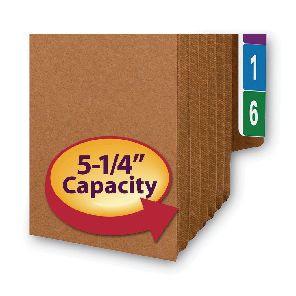 Smead Heavy-Duty Redrope End Tab TUFF Pockets, 5.25" Expansion, Letter Size, Redrope, 10/Box