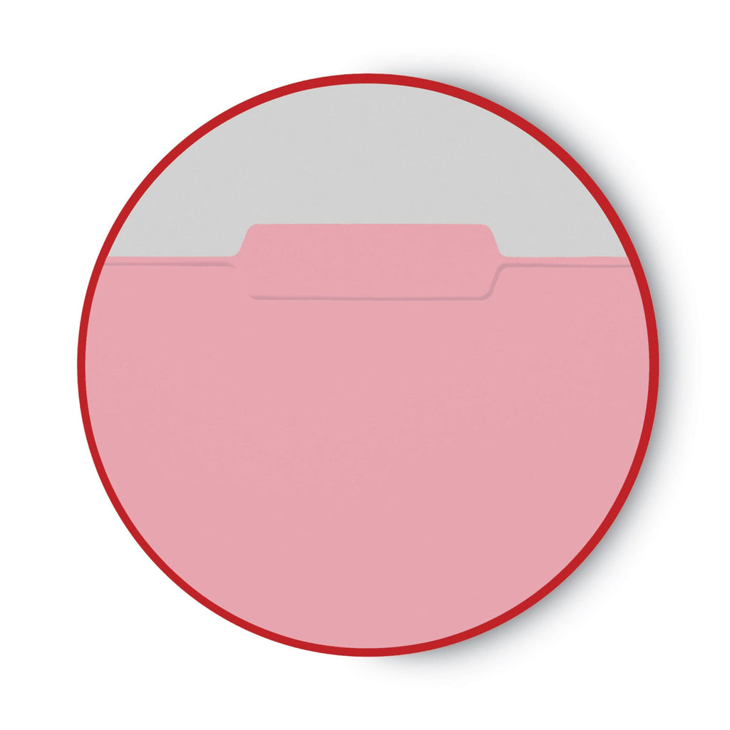Smead Interior File Folders, 1/3-Cut Tabs: Assorted, Letter Size, 0.75" Expansion, Pink, 100/Box