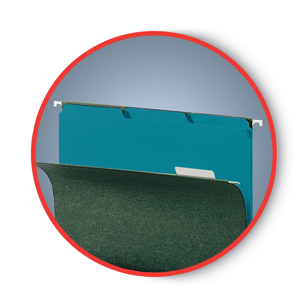 Smead Interior File Folders, 1/3-Cut Tabs: Assorted, Letter Size, 0.75" Expansion, Teal, 100/Box