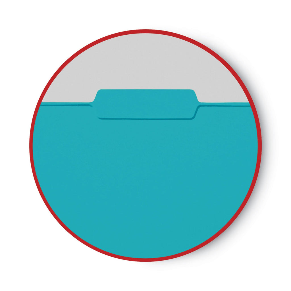 Smead Interior File Folders, 1/3-Cut Tabs: Assorted, Letter Size, 0.75" Expansion, Aqua, 100/Box