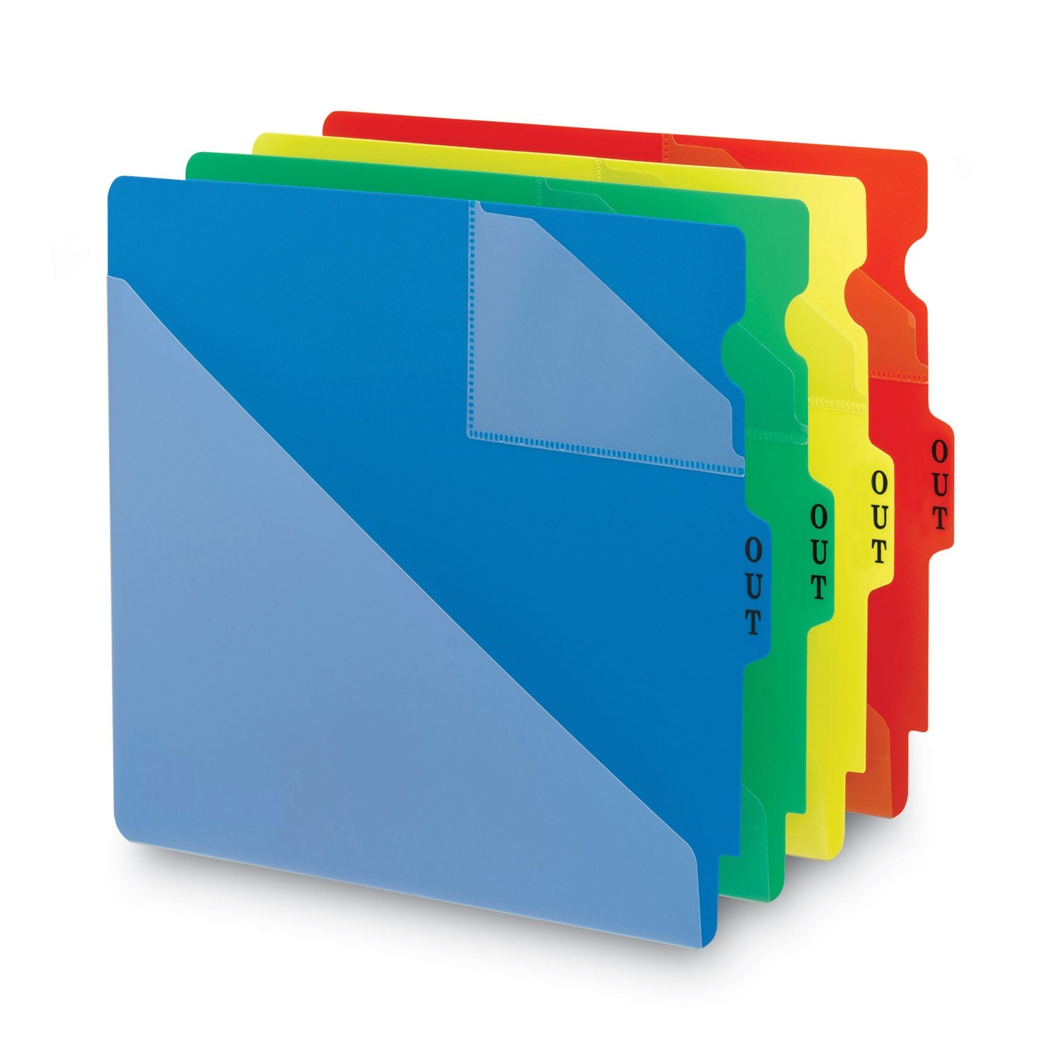 Smead End Tab Poly Out Guides, Two-Pocket Style, 1/3-Cut End Tab, Out, 8.5 x 11, Red, 50/Box