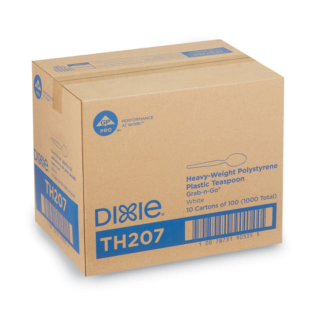 Dixie Plastic Cutlery, Heavyweight Teaspoons, White, 1,000/Carton