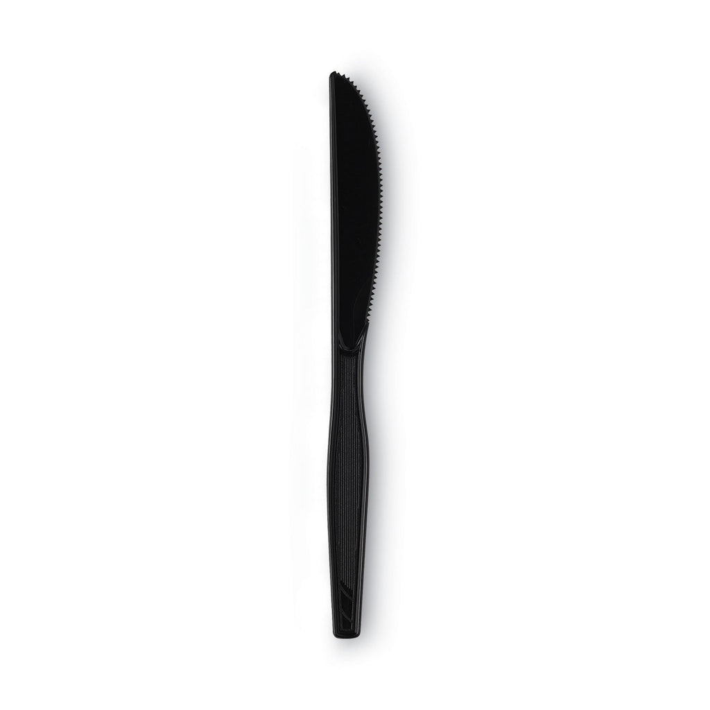 Dixie Plastic Tableware, Heavy Mediumweight Knives, Black, 100/Box