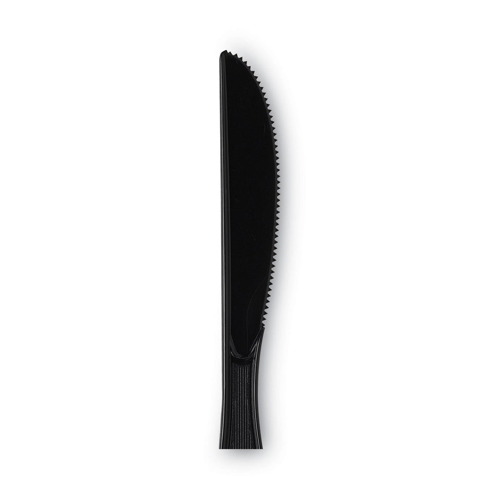 Dixie Plastic Tableware, Heavy Mediumweight Knives, Black, 100/Box