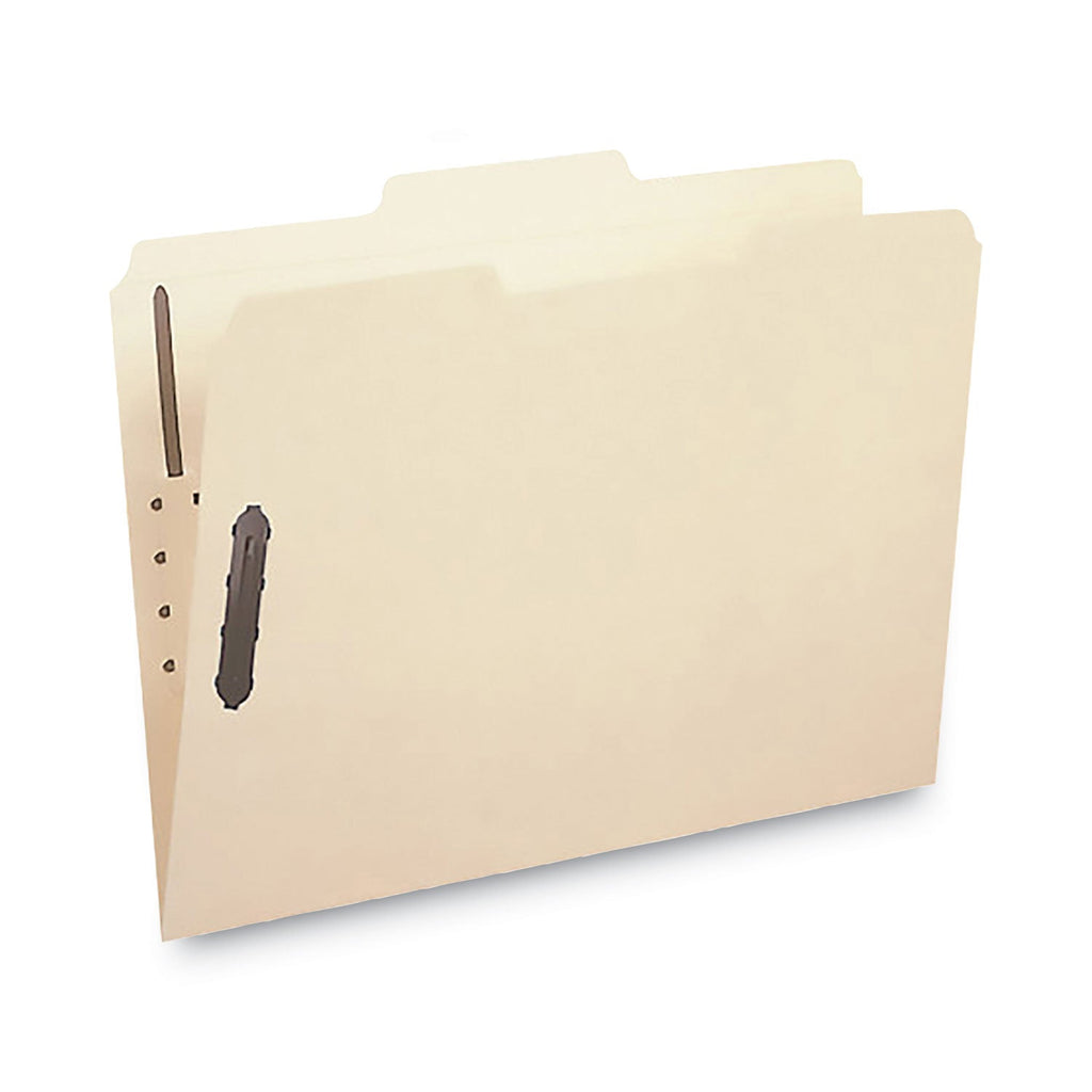 Smead Poly Top Tab Fastener Folders, 2 Fasteners, Letter Size, Manila Exterior, 24/Box