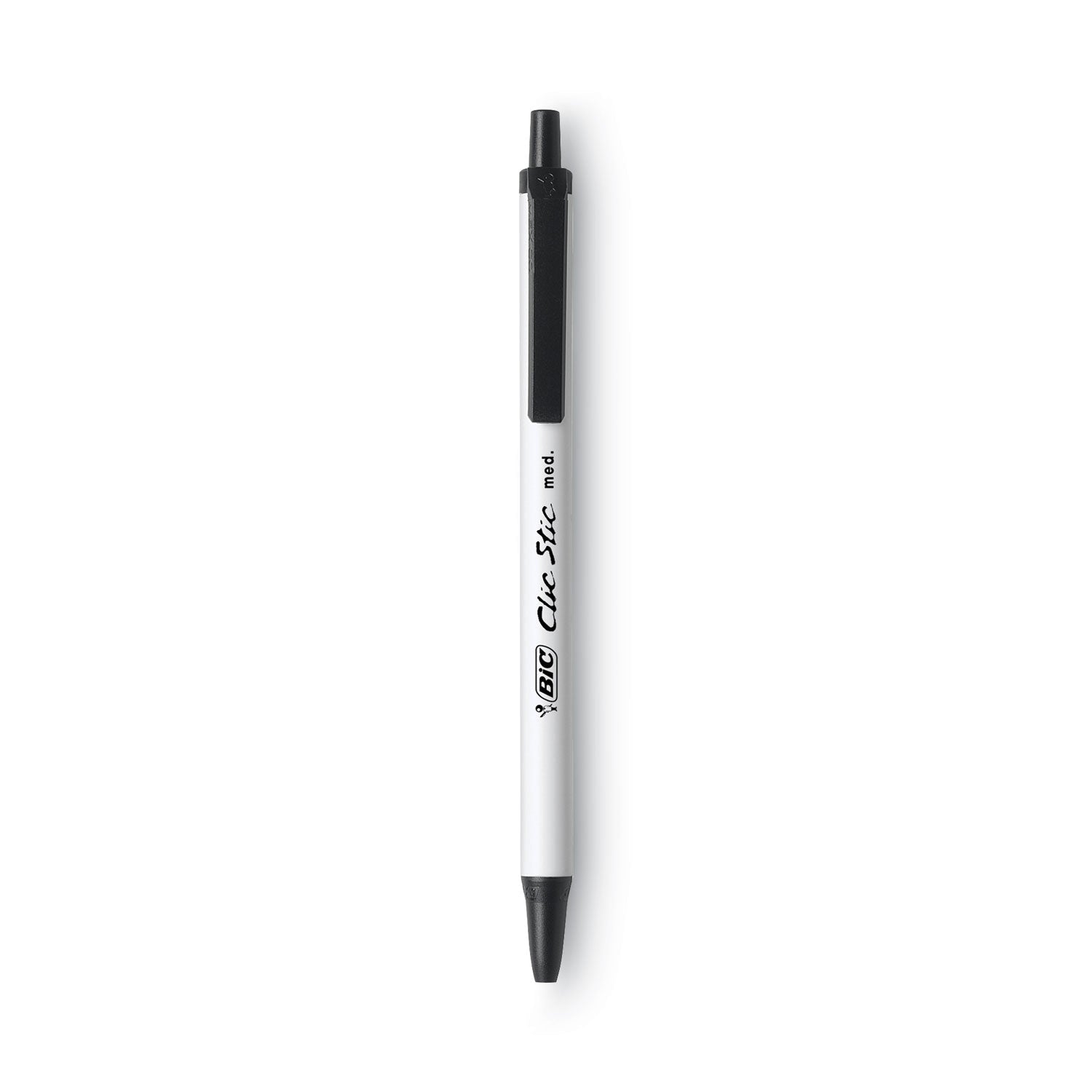 BIC Clic Stic Ballpoint Pen Value Pack, Retractable, Medium 1 mm, Black Ink, White Barrel, 24/Pack
