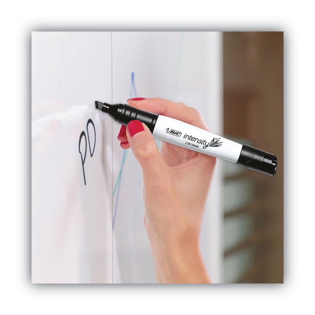 BIC Intensity Low Odor Chisel Tip Dry Erase Marker, Broad Chisel Tip, Green, Dozen