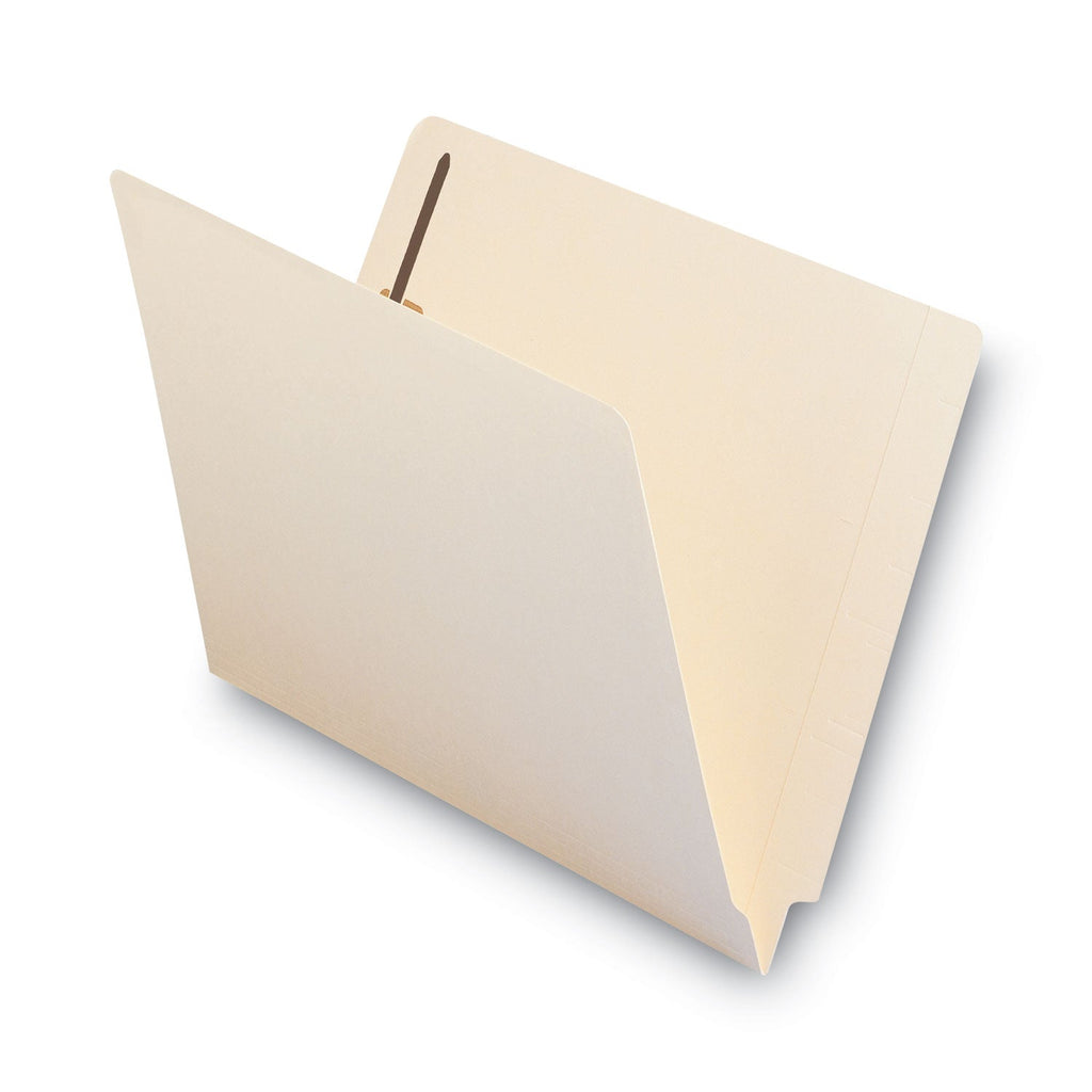 Smead Manila End Tab Fastener Folders with Reinforced Tabs, 14-pt Stock, 2 Fasteners, Letter Size, Manila Exterior, 50/Box