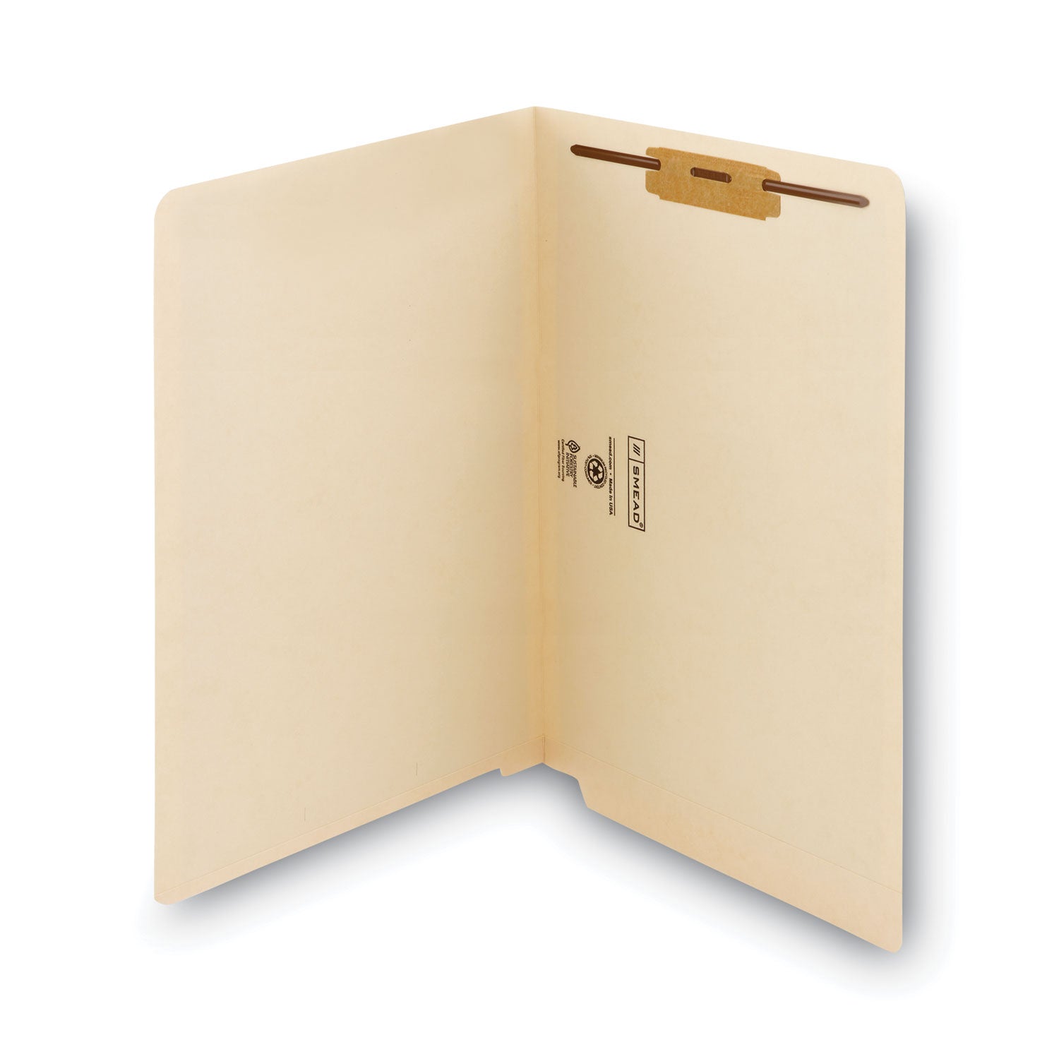 Smead Manila End Tab Fastener Folders with Reinforced Tabs, 11-pt Stock, 1 Fastener, Legal Size, Manila Exterior, 50/Box