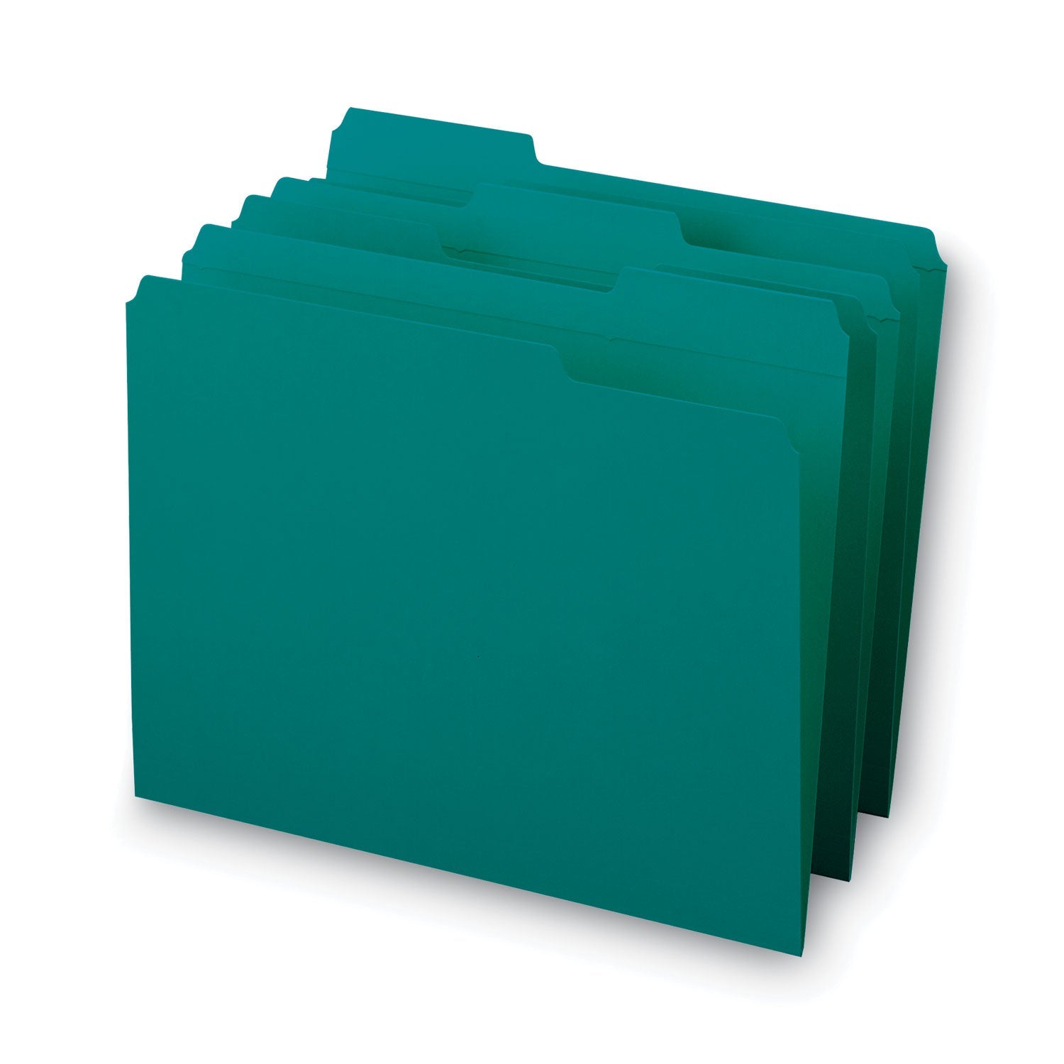 Smead Reinforced Top Tab Colored File Folders, 1/3-Cut Tabs: Assorted, Letter Size, 0.75" Expansion, Teal, 100/Box