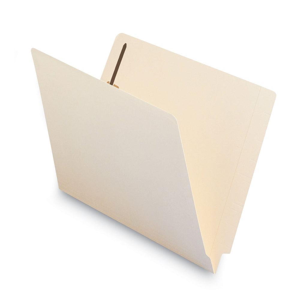 Smead Manila Reinforced End Tab Fastener Folders, Antimicrobial Protection, 2 Fasteners, Letter Size, Manila Exterior, 50/Box