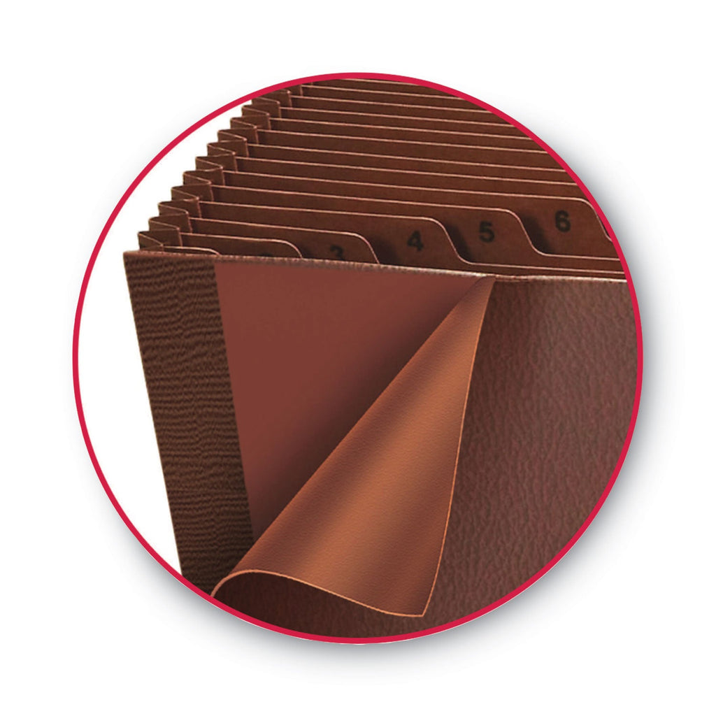 Smead TUFF Expanding Wallet, 31 Sections, Elastic Cord Closure, 1/15-Cut Tabs, Letter Size, Redrope