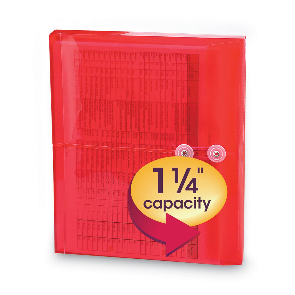 Smead Poly String and Button Interoffice Envelopes, Open-Side (Horizontal), 9.75 x 11.63, Transparent Red, 5/Pack