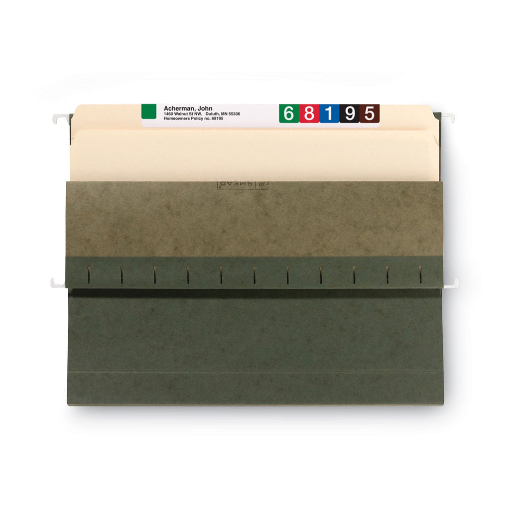 Smead Box Bottom Hanging File Folders, 2" Capacity, Letter Size, Standard Green, 25/Box