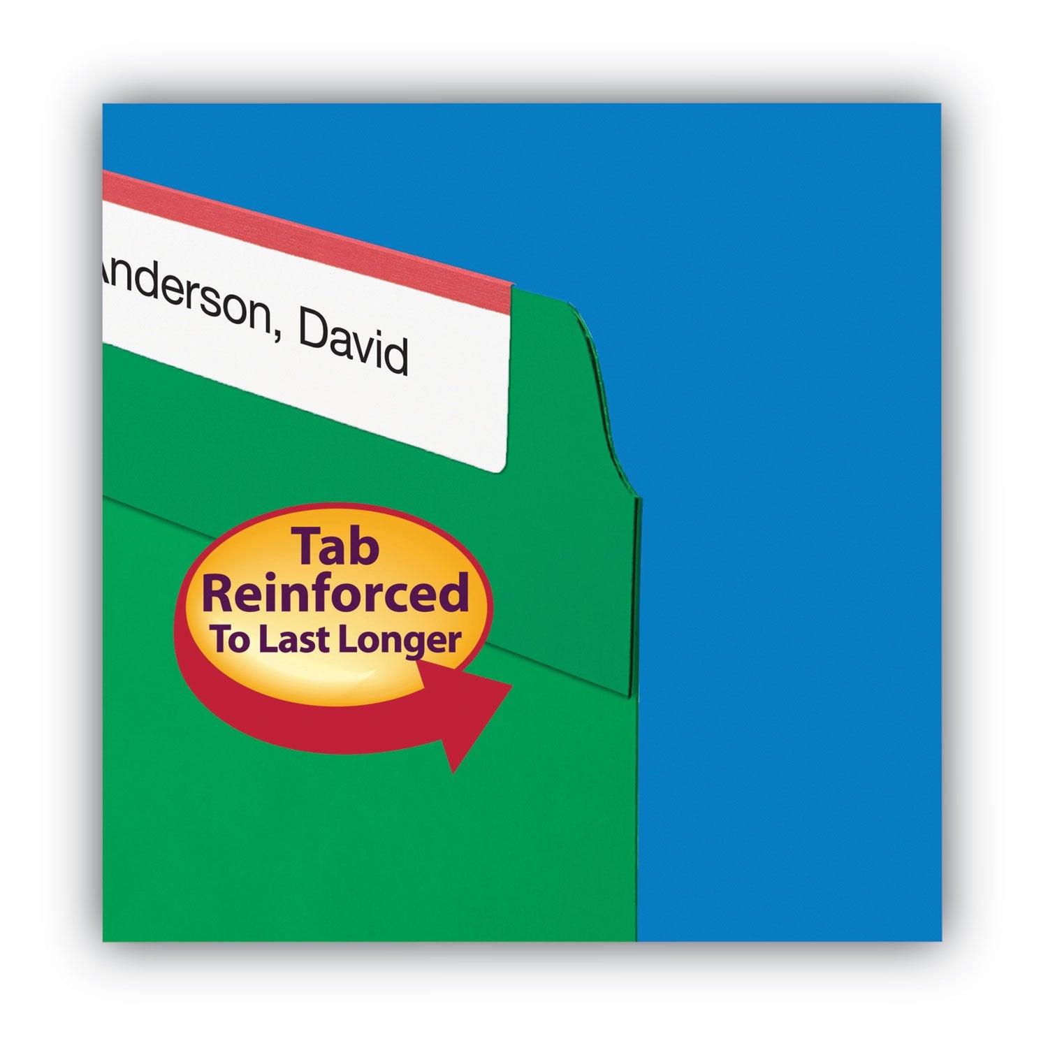 Smead WaterShed CutLess Reinforced Top Tab Fastener Folders, 2 Fasteners, Letter Size, Green Exterior, 50/Box
