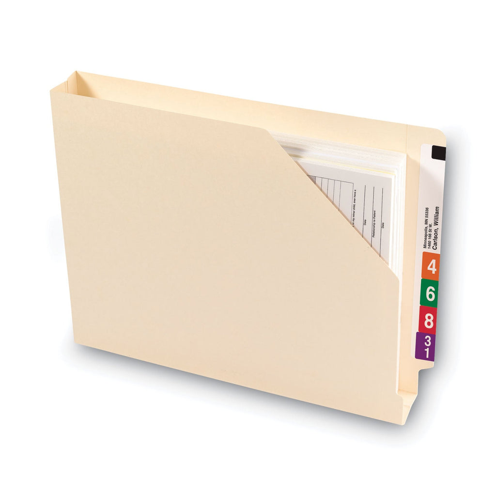 Smead End Tab Jackets with Reinforced Tabs, Straight Tab, Letter Size, 14-pt Manila, 50/Box