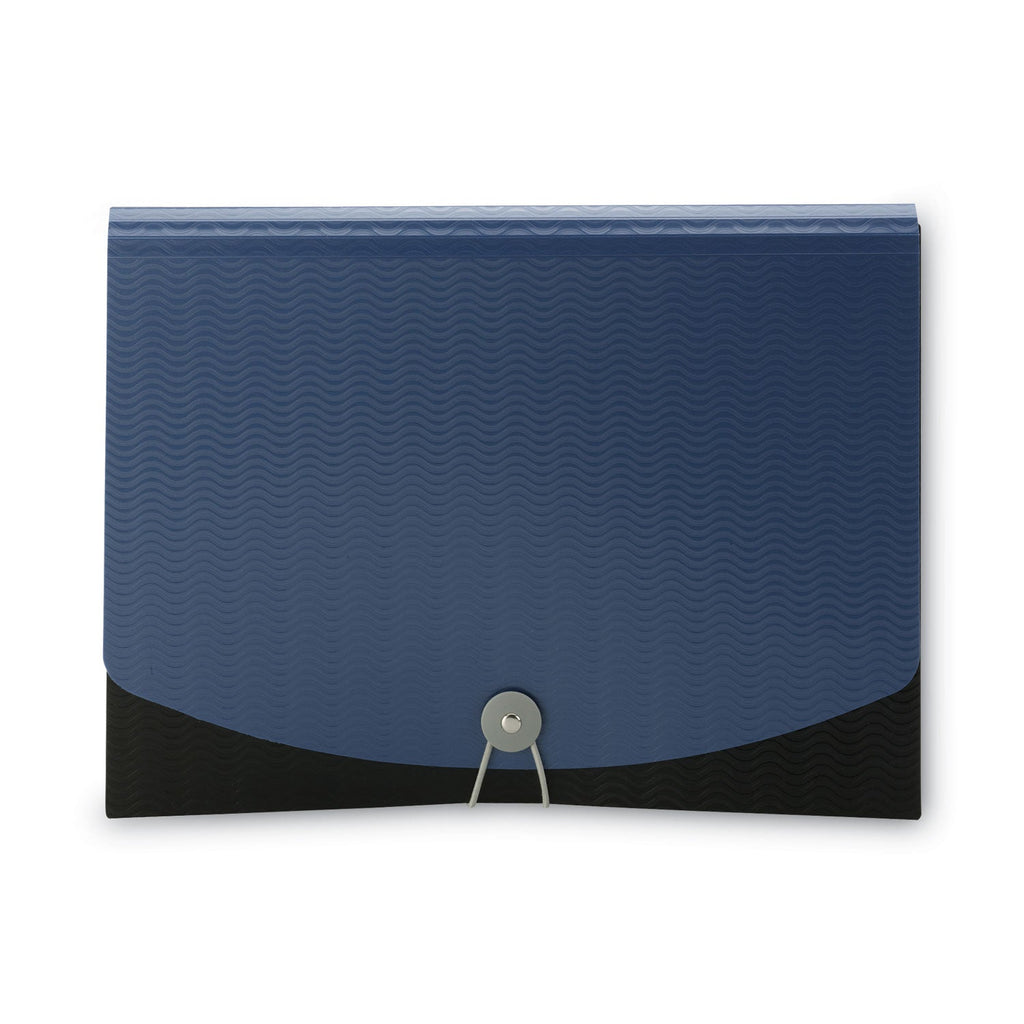 Smead 12-Pocket Poly Expanding File, 0.88" Expansion, 12 Sections, Cord/Hook Closure, 1/6-Cut Tabs, Letter Size, Black/Blue