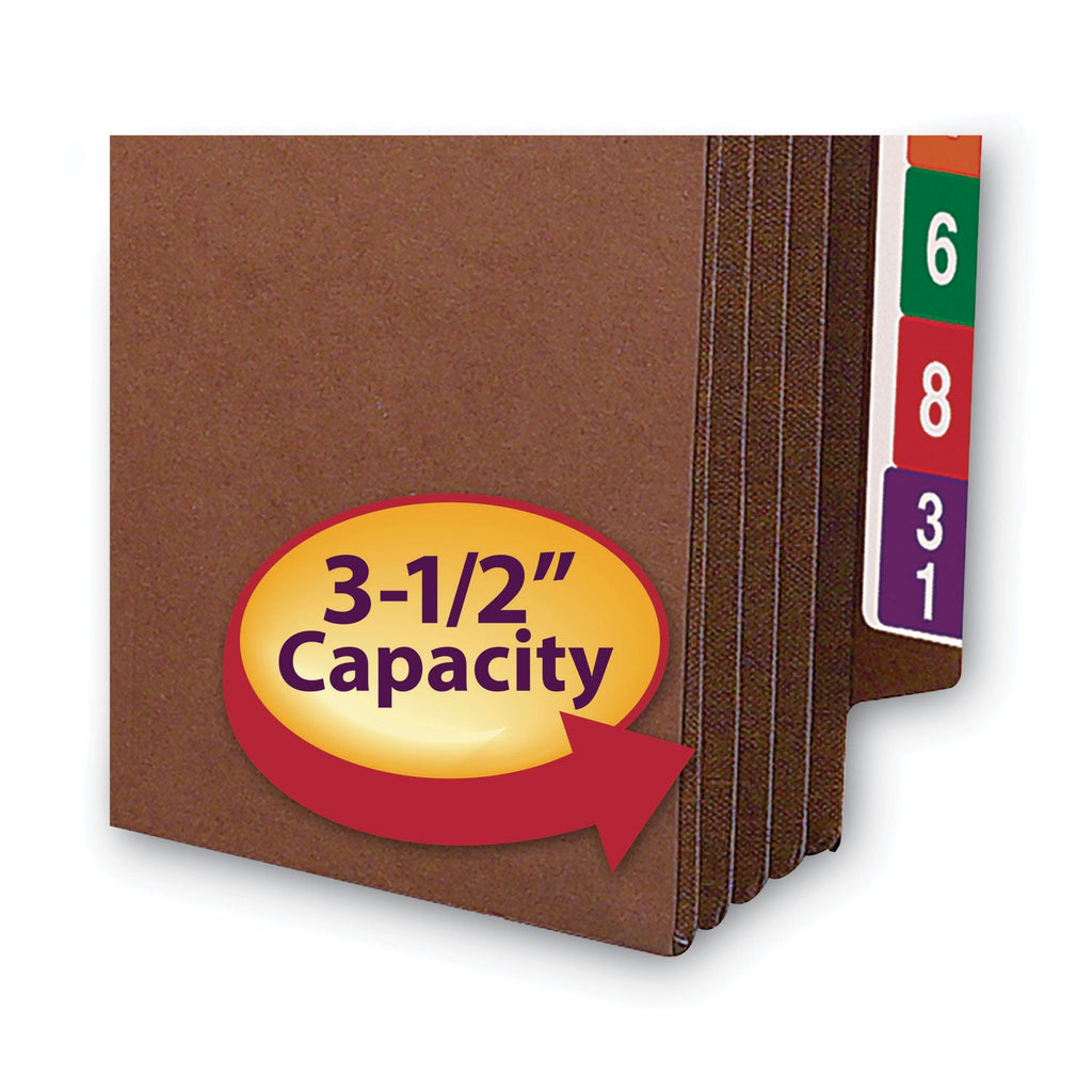 Smead Heavy-Duty Redrope End Tab TUFF Pockets, 3.5" Expansion, Legal Size, Redrope, 10/Box