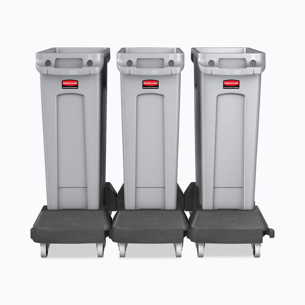 Rubbermaid Slim Jim Resin Trainable Dolly, 120 lb Capacity, 23.86 x 14.71 x 8.36, Black