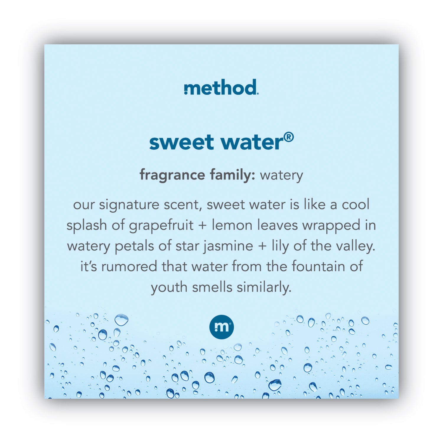 Method Foaming Hand Wash, Sweet Water, 10 oz Pump Bottle, 6/Carton