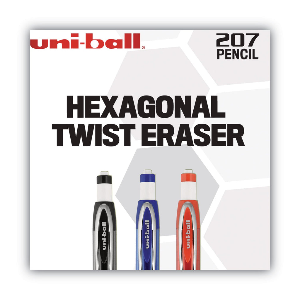 uniball 207 Mechanical Pencil, 0.7 mm, HB (#2), Black Lead, Black Barrel, Dozen