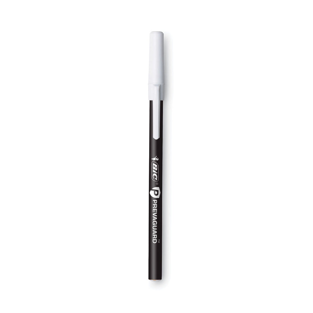 BIC PrevaGuard Ballpoint Pen, Stick, Medium 1 mm, Black Ink/Black Barrel, 8/Pack