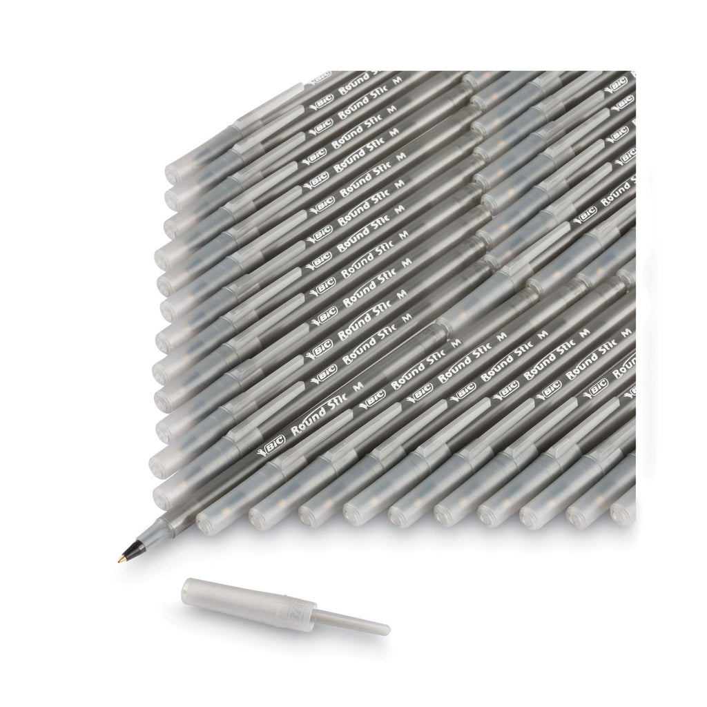 BIC Round Stic Xtra Life Ballpoint Pen Xtra-Value Pack, Stick, Medium 1 mm, Black Ink, Black Barrel, 240/Carton