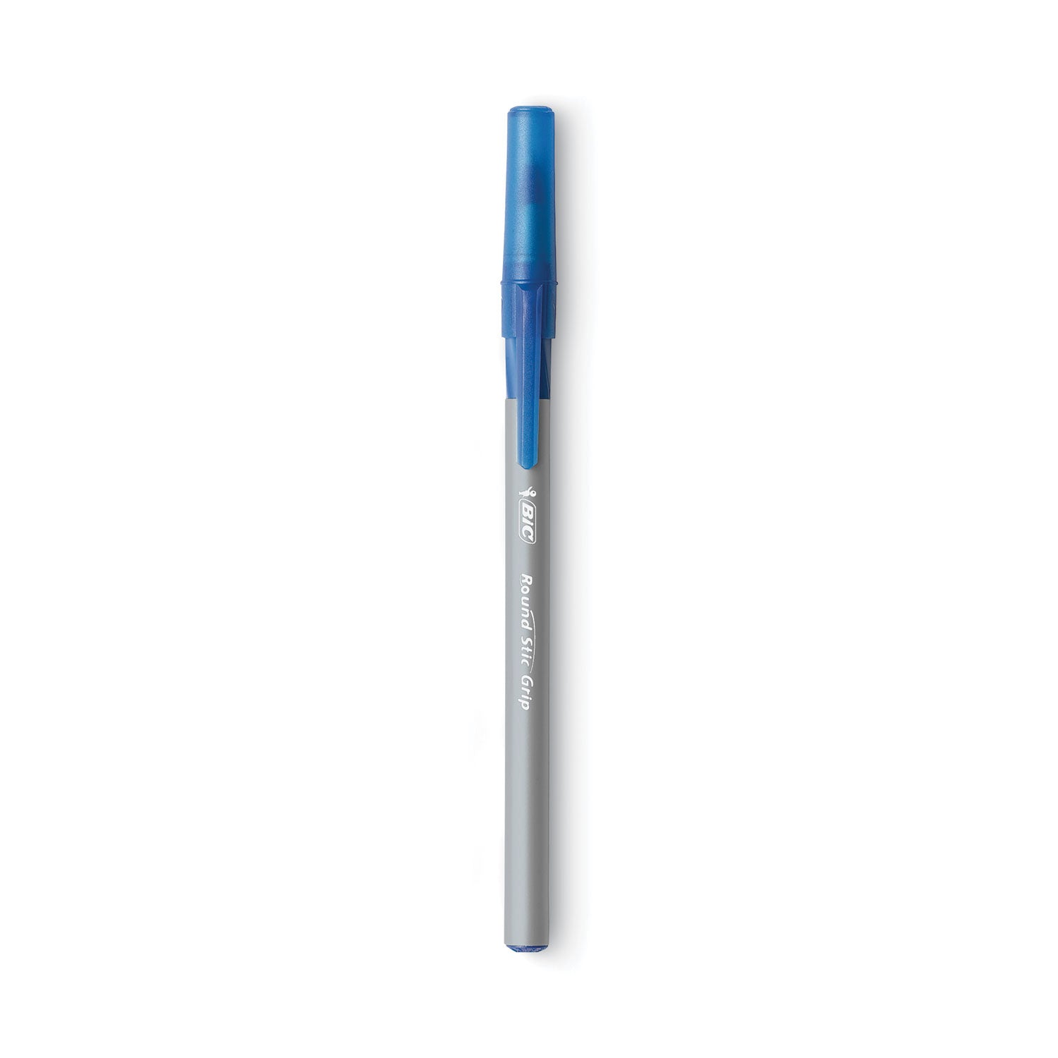 BIC Round Stic Grip Xtra Comfort Ballpoint Pen Value Pack, Easy-Glide, Stick, Medium 1.2 mm, Blue Ink, Gray/Blue Barrel, 36/Pack