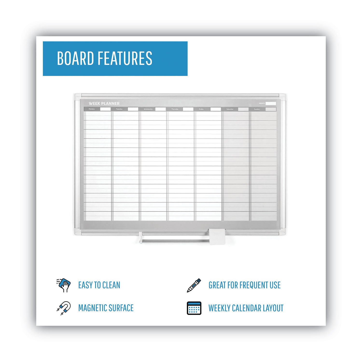 MasterVision Weekly Planner, 36x24, Aluminum Frame