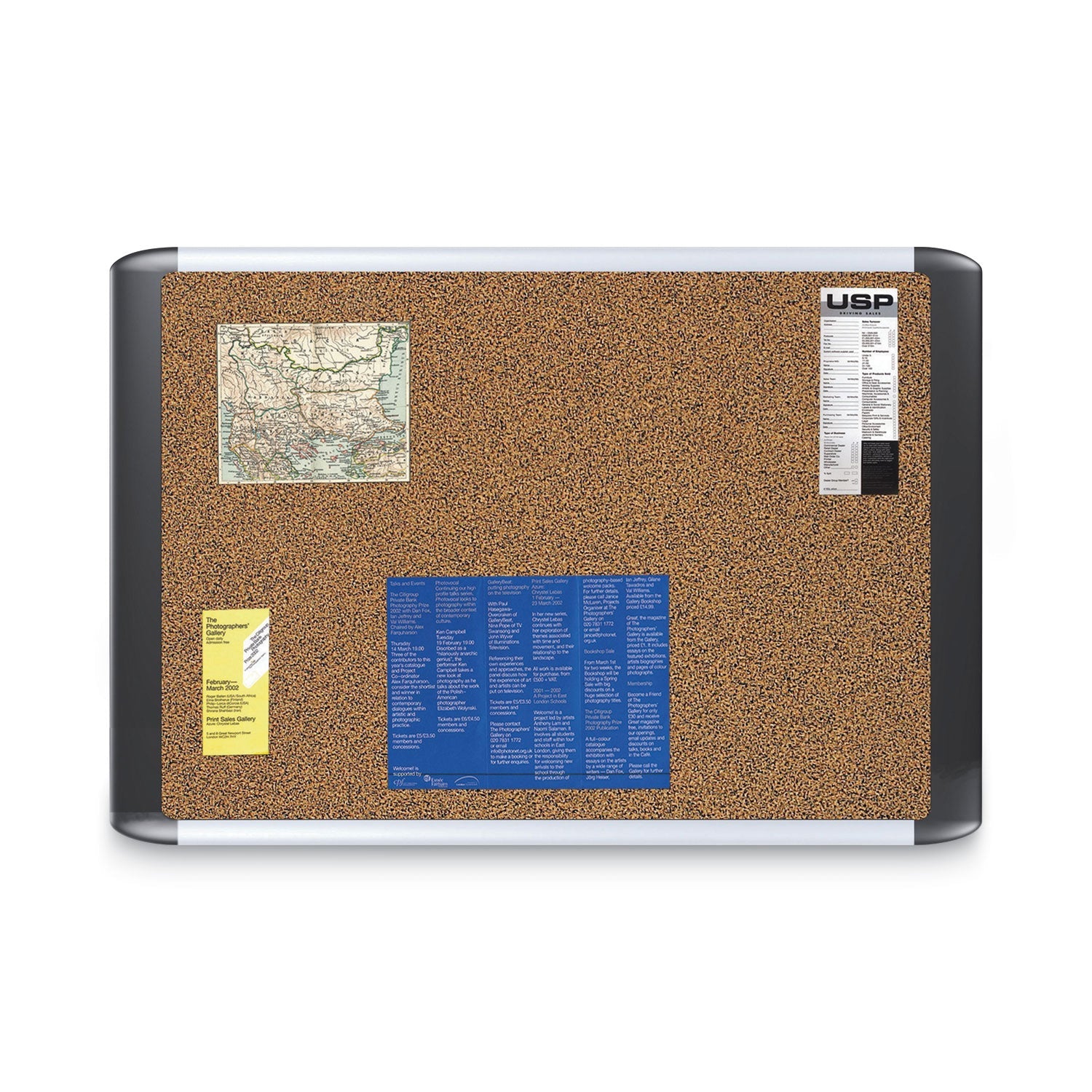 MasterVision Tech Cork Board, 36x48, Silver/Black Frame