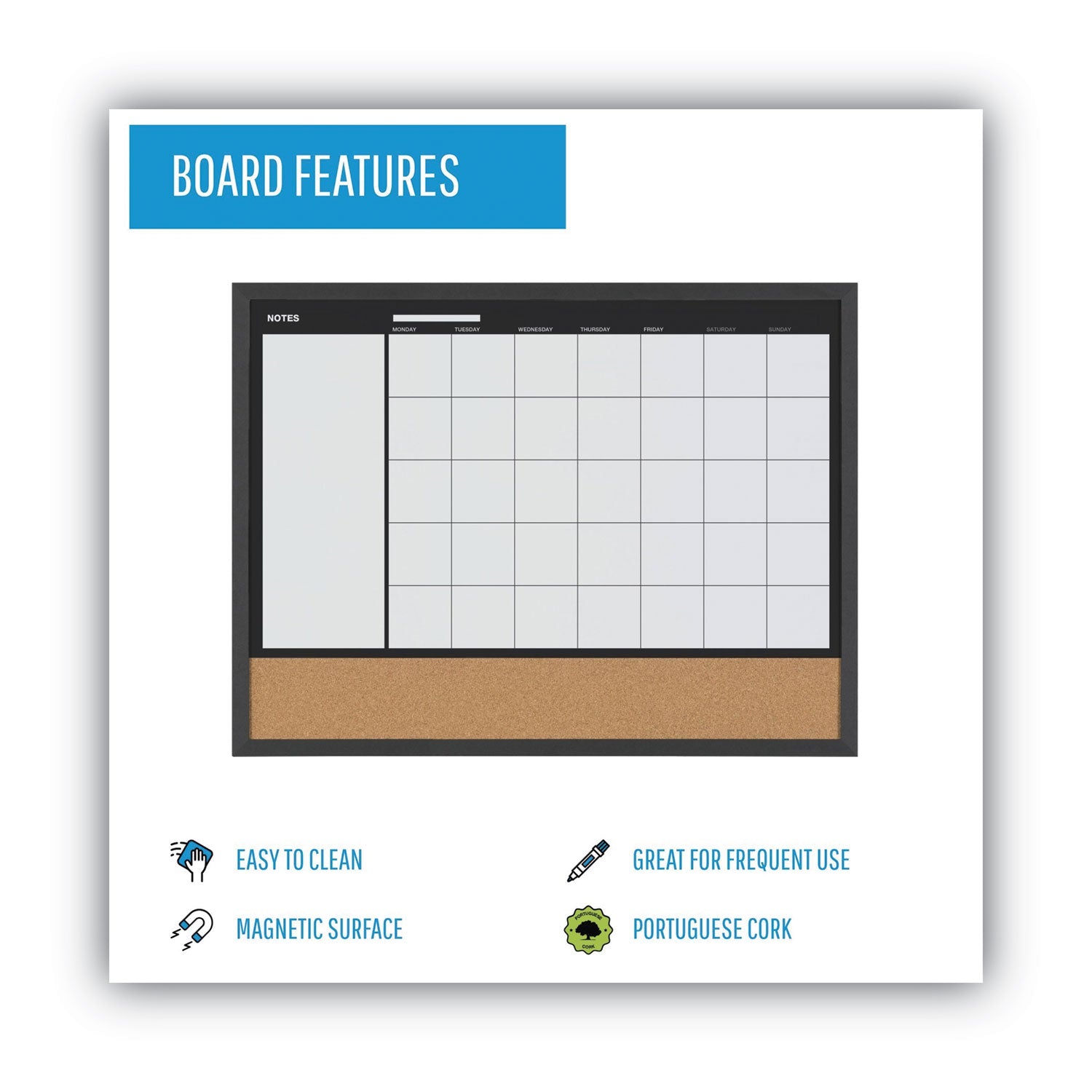 MasterVision 3-In-1 Combo Planner, 24.21" x 17.72", White, MDF Frame