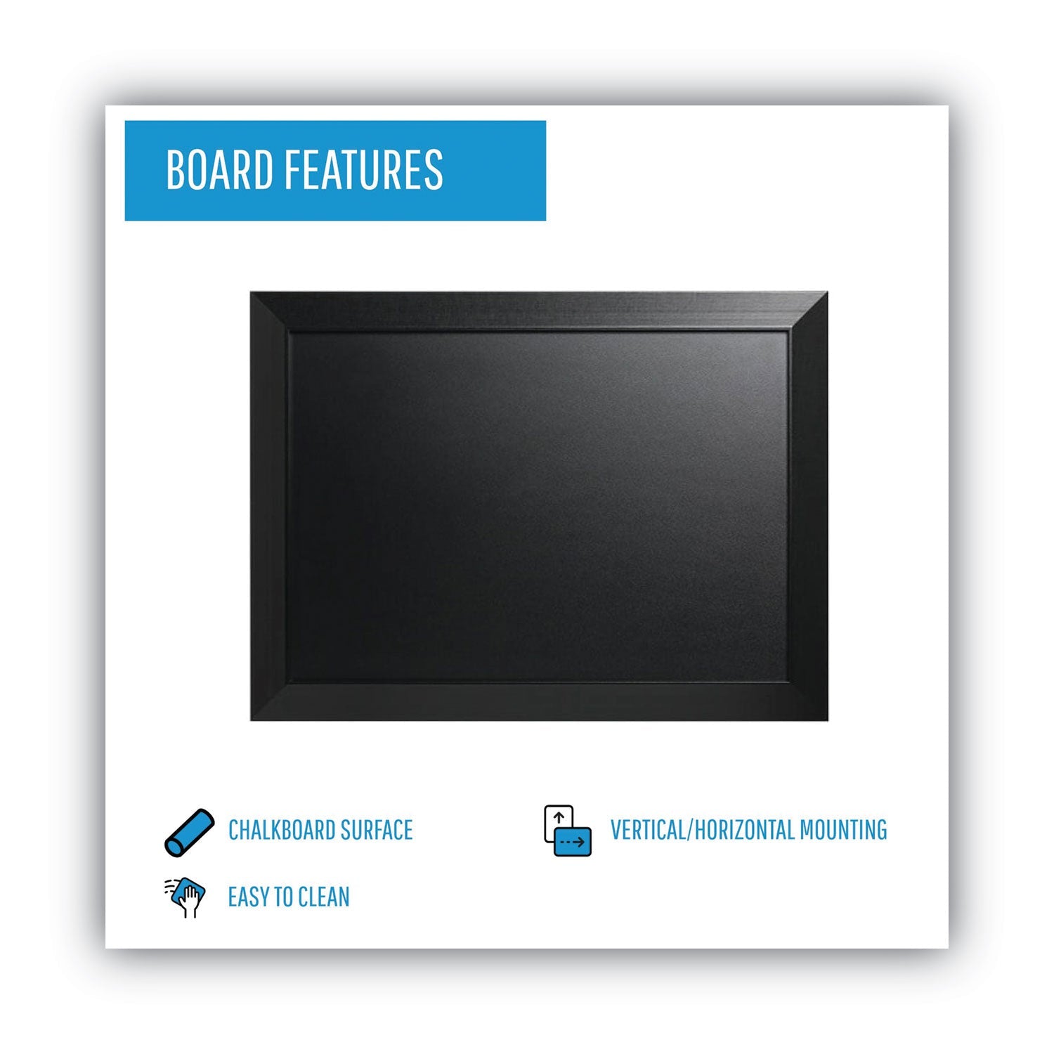 MasterVision Kamashi Chalk Board, 36 x 24, Black Frame