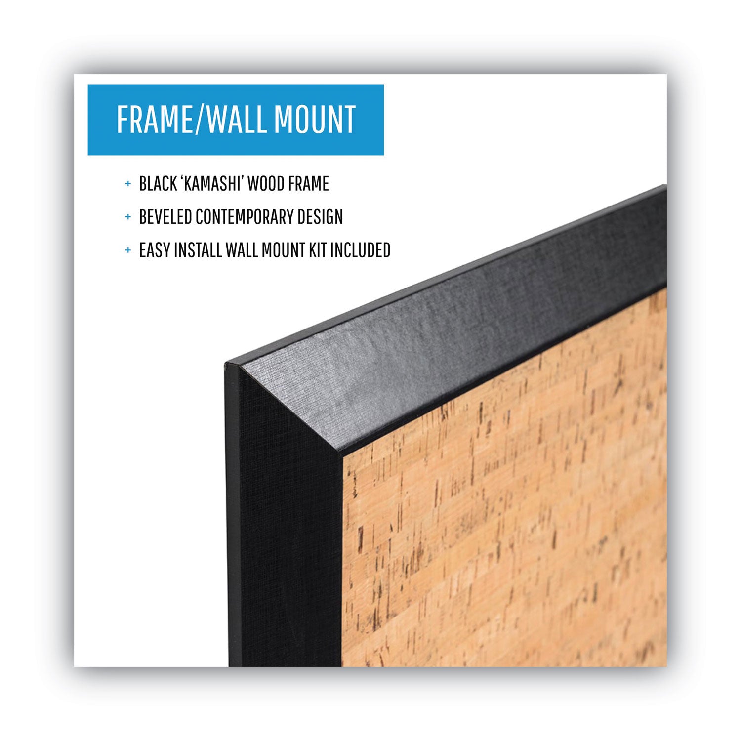 MasterVision Natural Cork Bulletin Board, 36x24, Cork/Black