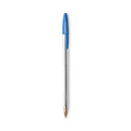 BIC Cristal Xtra Smooth Ballpoint Pen, Stick, Medium 1 mm, Blue Ink, Clear Barrel, Dozen