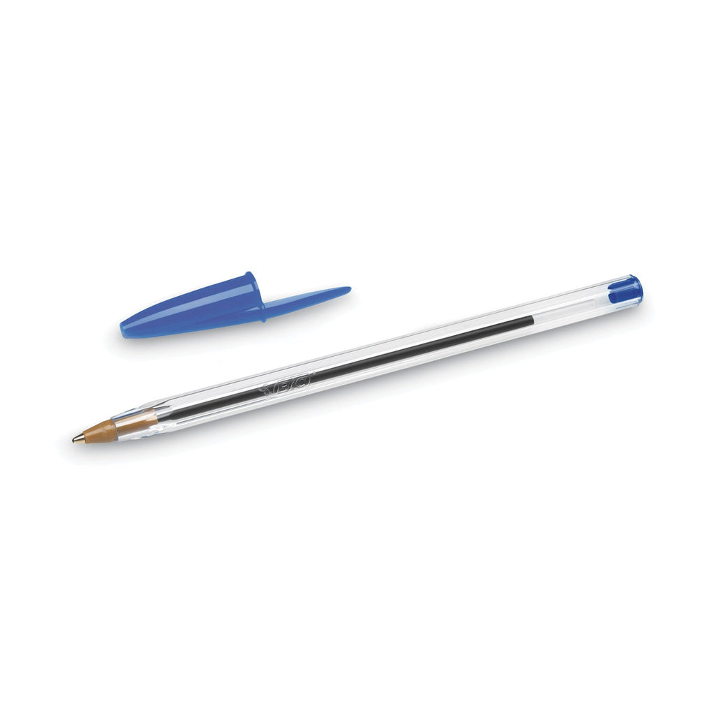 BIC Cristal Xtra Smooth Ballpoint Pen Value Pack, Stick, Medium 1 mm, Blue Ink, Clear Barrel, 24/Pack