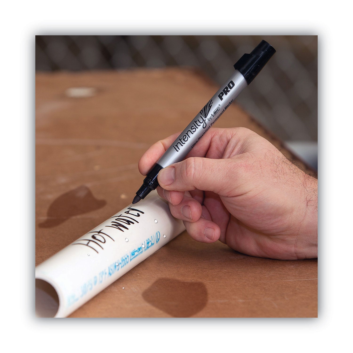 BIC Intensity Metal Pro Permanent Marker, Fine Pro Bullet Tip, Black, Dozen