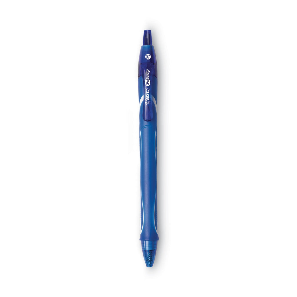 BIC Gel-ocity Quick Dry Gel Pen, Retractable, Medium 0.7 mm, Blue Ink, Blue Barrel, Dozen