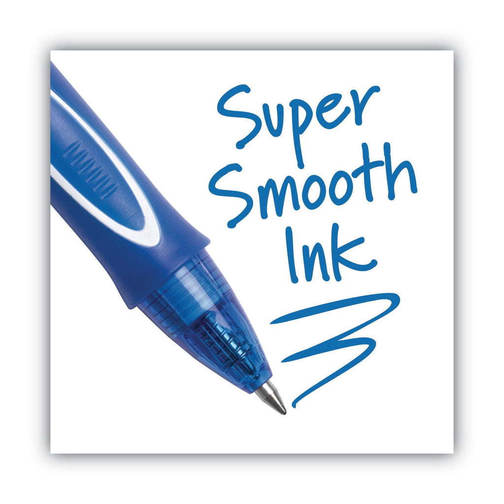 BIC Gel-ocity Quick Dry Gel Pen, Retractable, Medium 0.7 mm, Blue Ink, Blue Barrel, Dozen