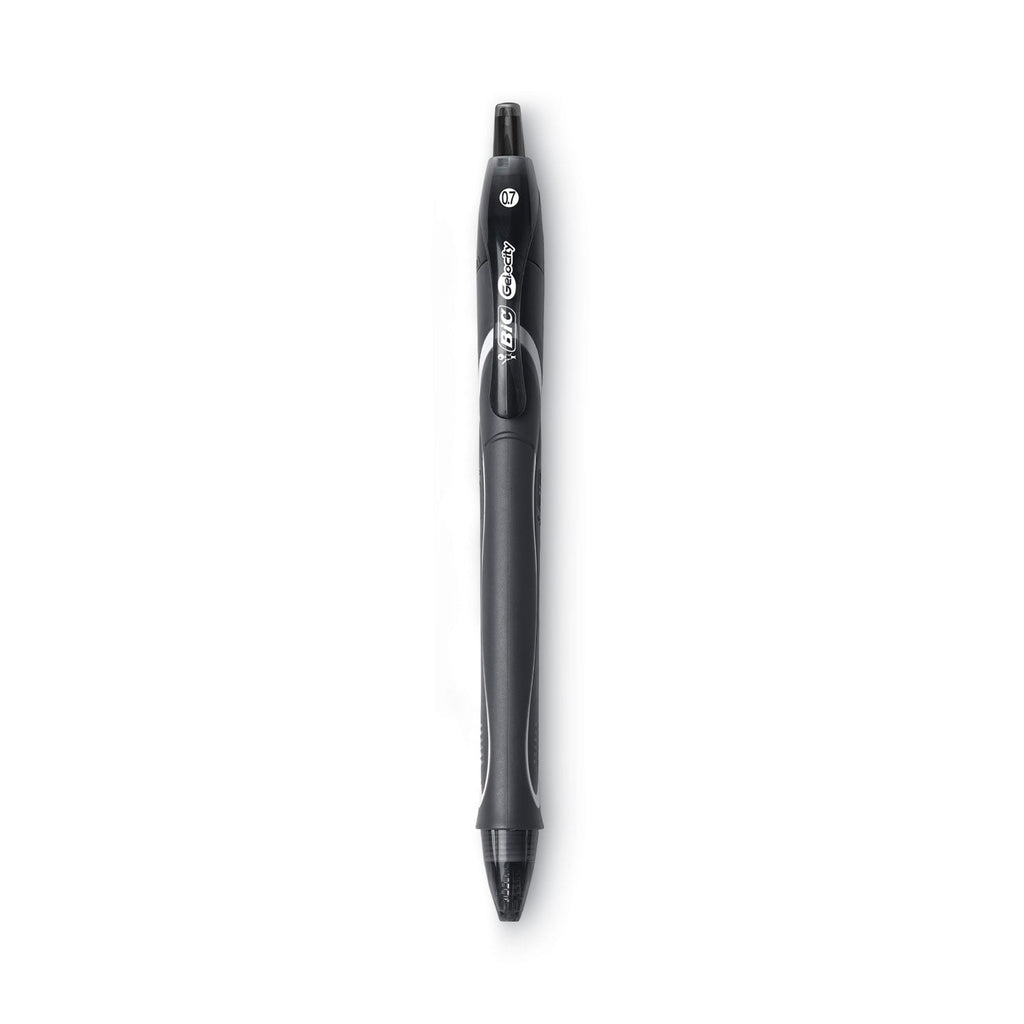 BIC Gel-ocity Quick Dry Gel Pen, Retractable, Medium 0.7 mm, Black Ink, Black Barrel, Dozen