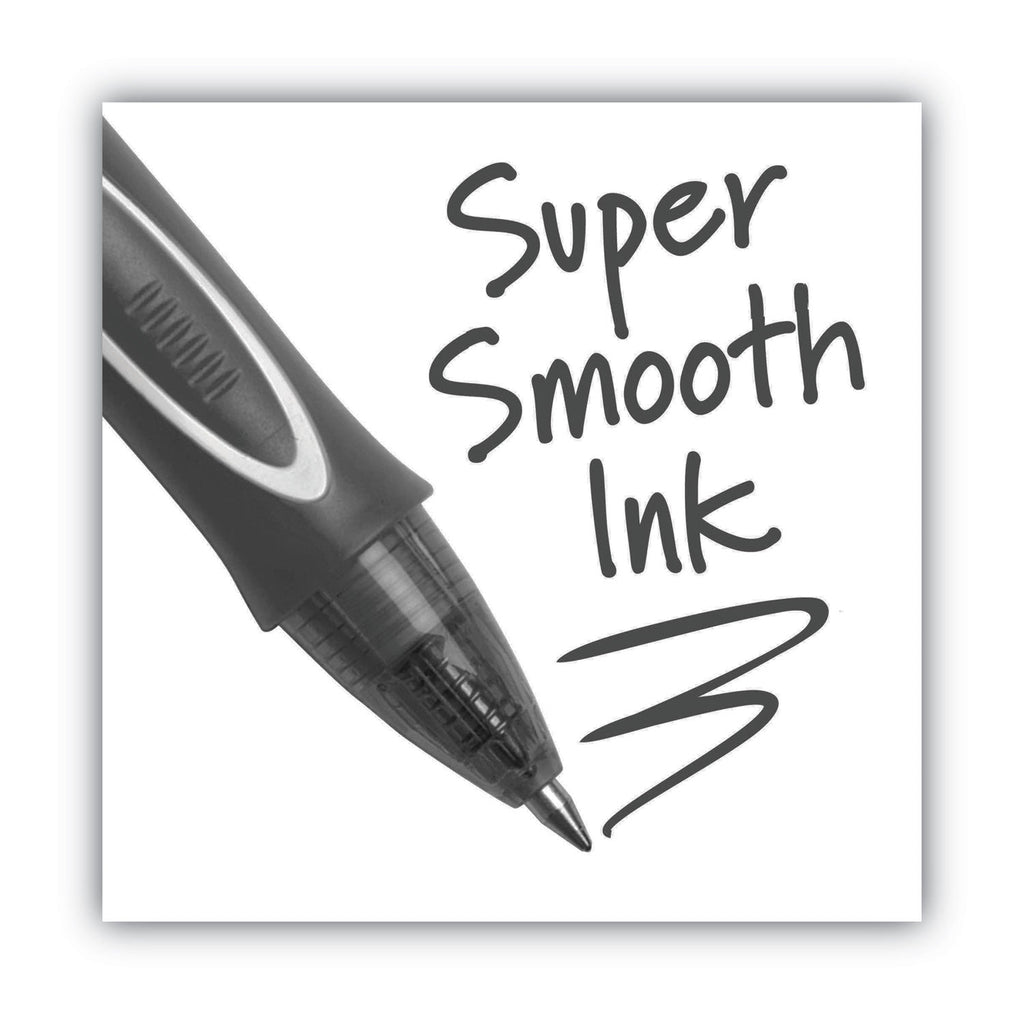 BIC Gel-ocity Quick Dry Gel Pen, Retractable, Medium 0.7 mm, Black Ink, Black Barrel, Dozen