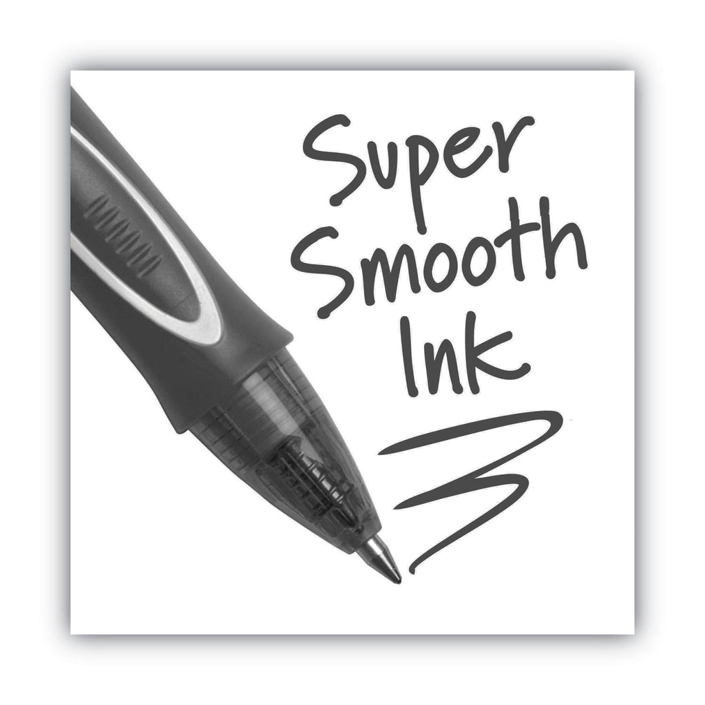 BIC Gel-ocity Quick Dry Gel Pen, Retractable, Fine 0.5 mm, Black Ink, Black Barrel, Dozen