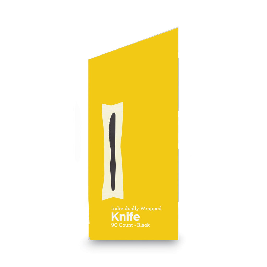 Dixie Grab’N Go Wrapped Cutlery, Knives, Black, 90/Box