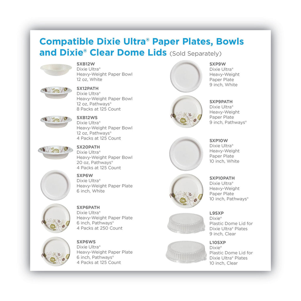 Dixie Pathways Soak Proof Shield Heavyweight Paper Plates, WiseSize, 10.13" dia, Green/Burgundy, 500/Carton