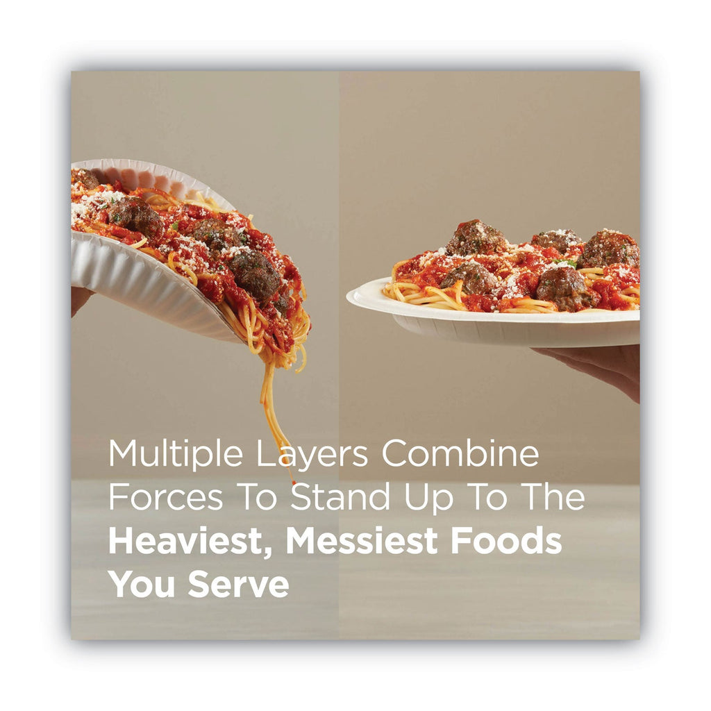 Dixie Pathways Soak Proof Shield Heavyweight Paper Plates, WiseSize, 10.13" dia, Green/Burgundy, 500/Carton