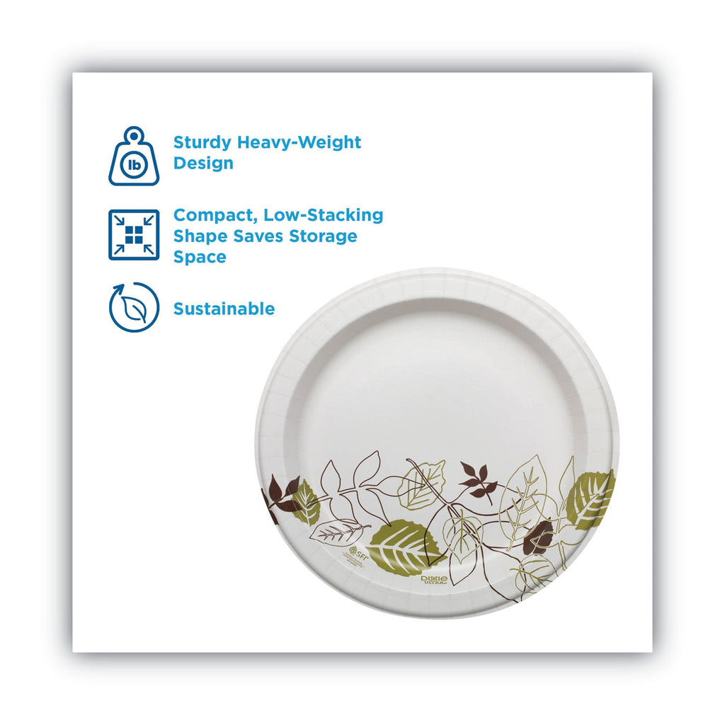 Dixie Pathways Soak Proof Shield Heavyweight Paper Plates, WiseSize, 10.13" dia, Green/Burgundy, 500/Carton