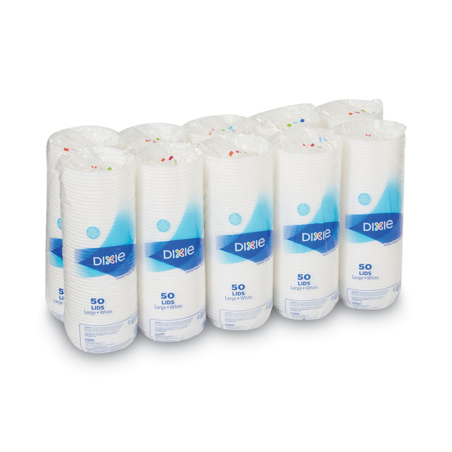 Dixie White Dome Lid Fits 10 oz to 16 oz Perfectouch Cups, 12 oz to 20 oz Hot Cups, WiseSize, 500/Carton