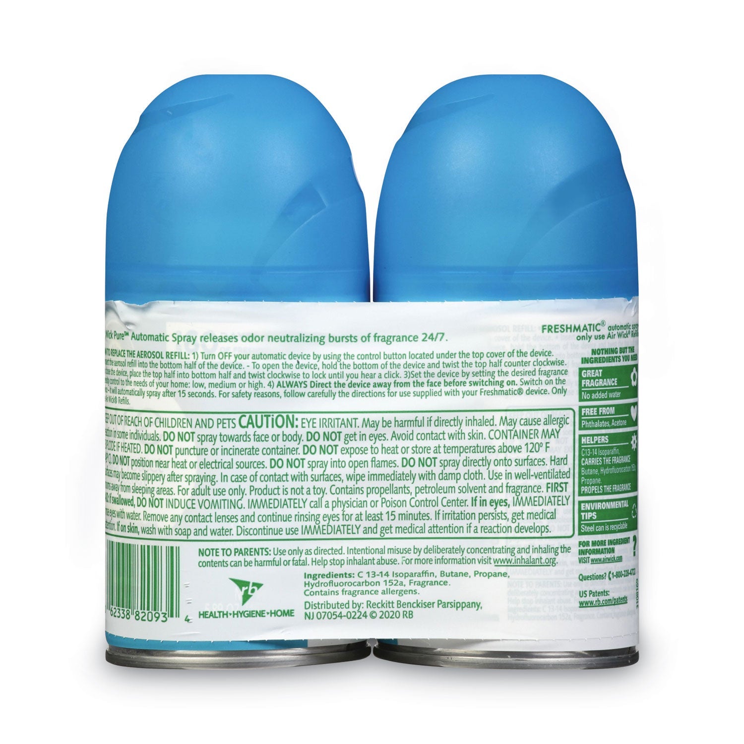 Air Wick Freshmatic Ultra Automatic Spray Refill, Fresh Waters, 5.89 oz Aerosol Spray, 2/Pack