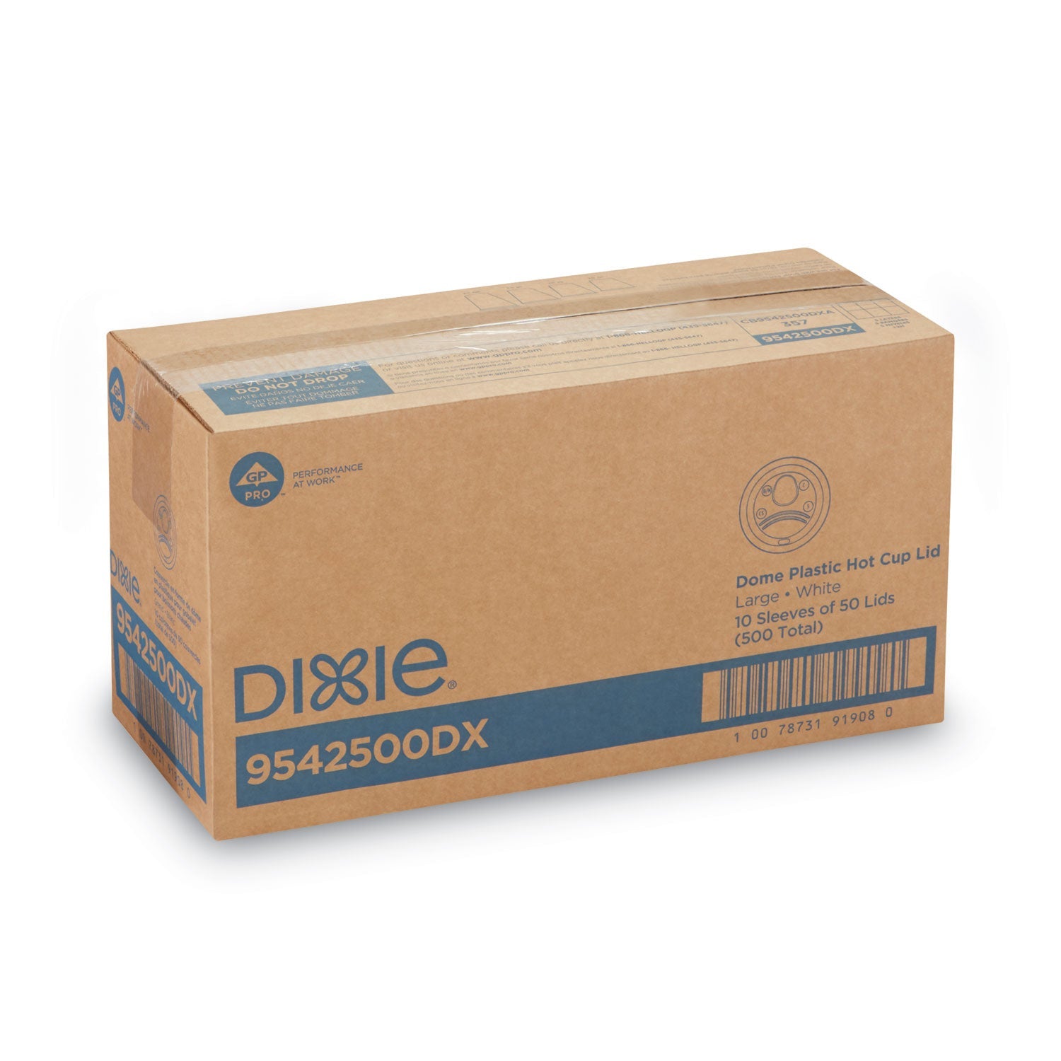 Dixie White Dome Lid Fits 10 oz to 16 oz Perfectouch Cups, 12 oz to 20 oz Hot Cups, WiseSize, 500/Carton