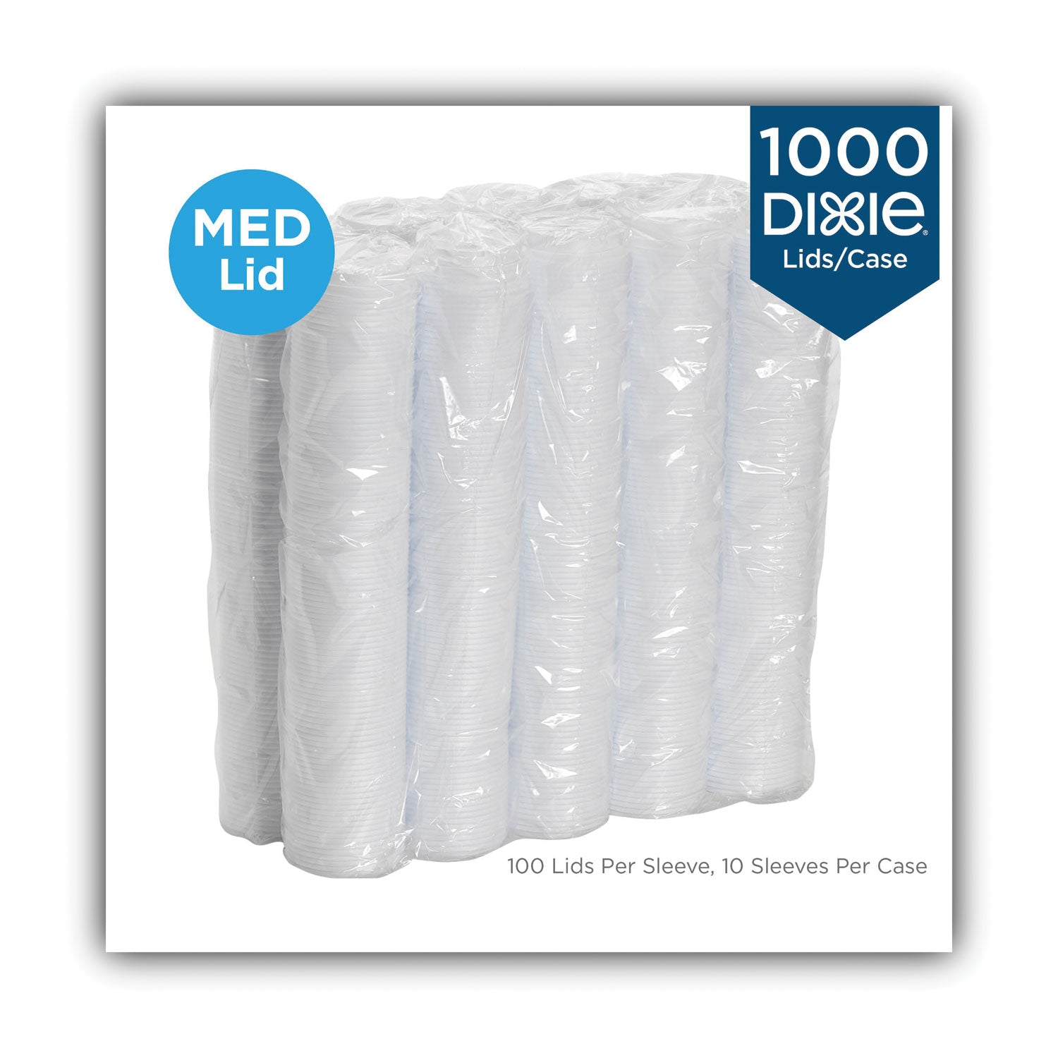 Dixie Sip-Through Dome Hot Drink Lids, Fits 10 oz Cups, White, 100/Pack, 10 Packs/Carton