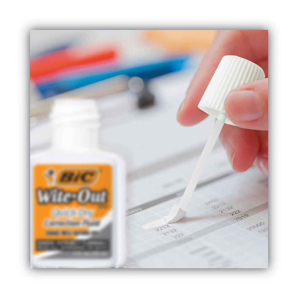 BIC Wite-Out Quick Dry Correction Fluid, 20 mL Bottle, White, Dozen
